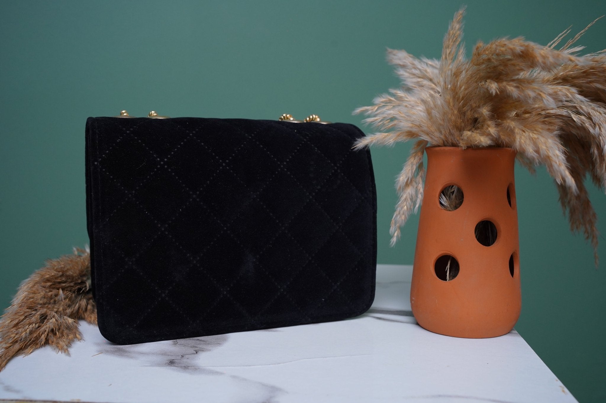 Black Velvet Handbag - Toronto Yarn