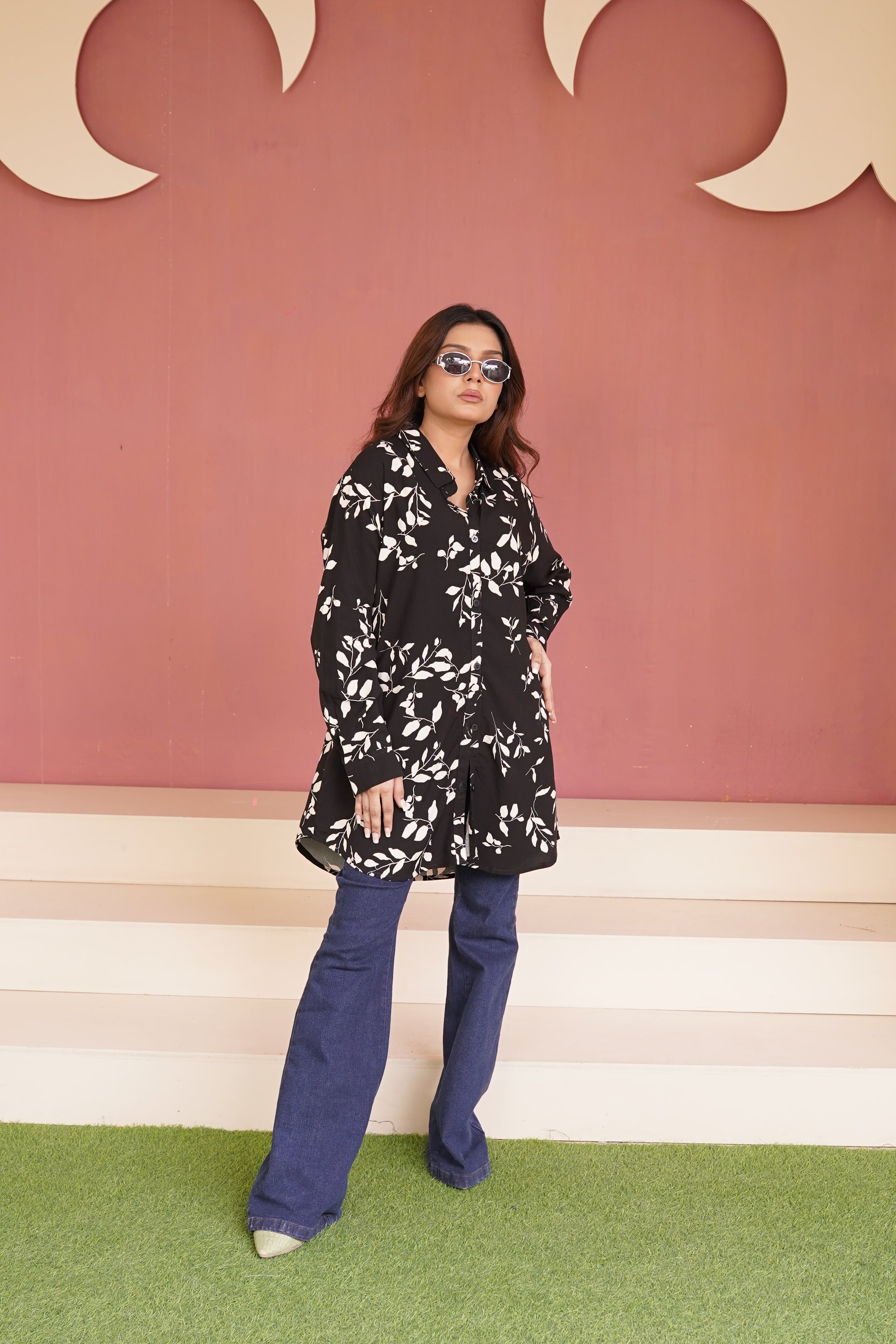 Black Floral Printed Shirt