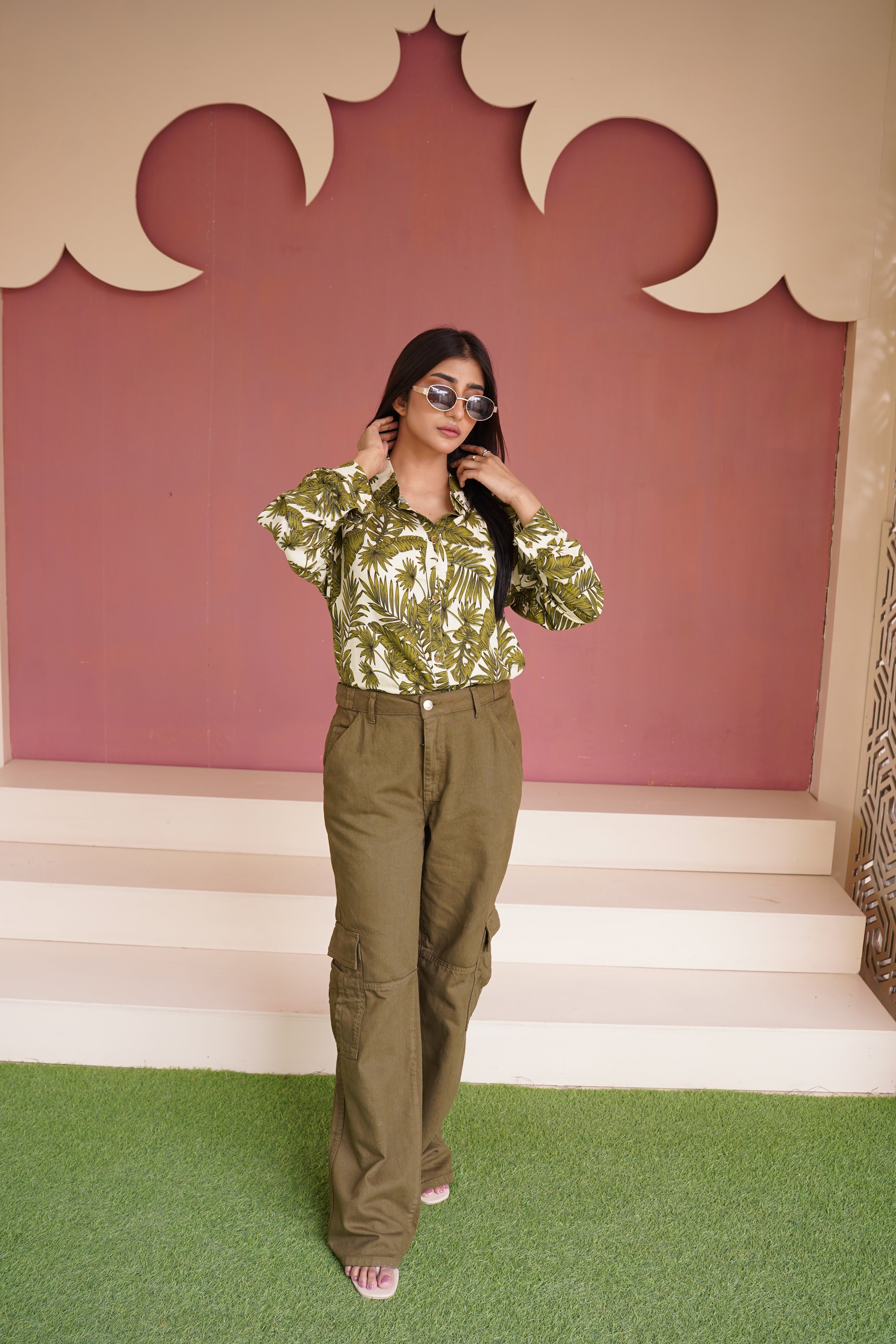 Olive Green Cargo Jeans