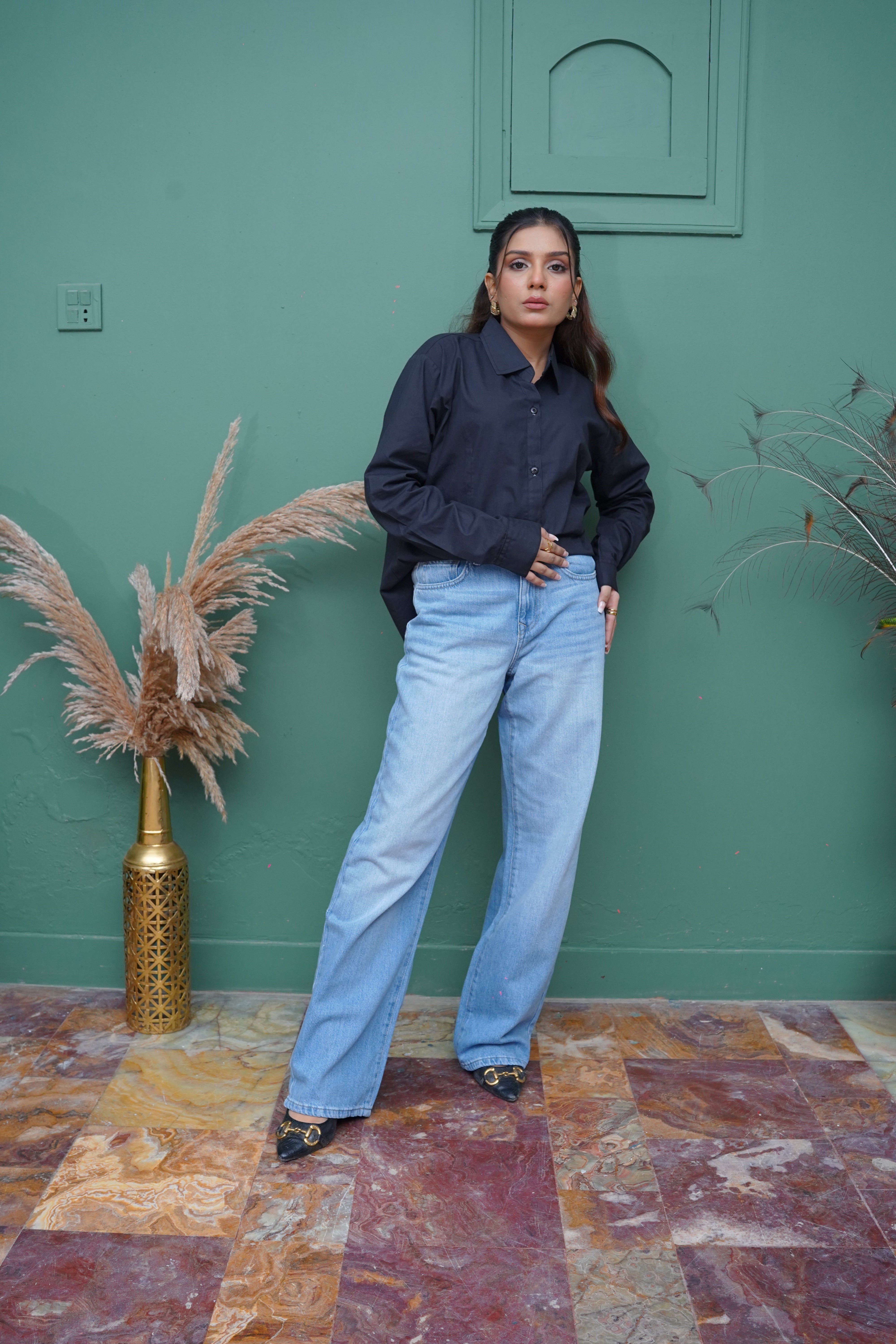 Light Blue Wide-Leg Jeans