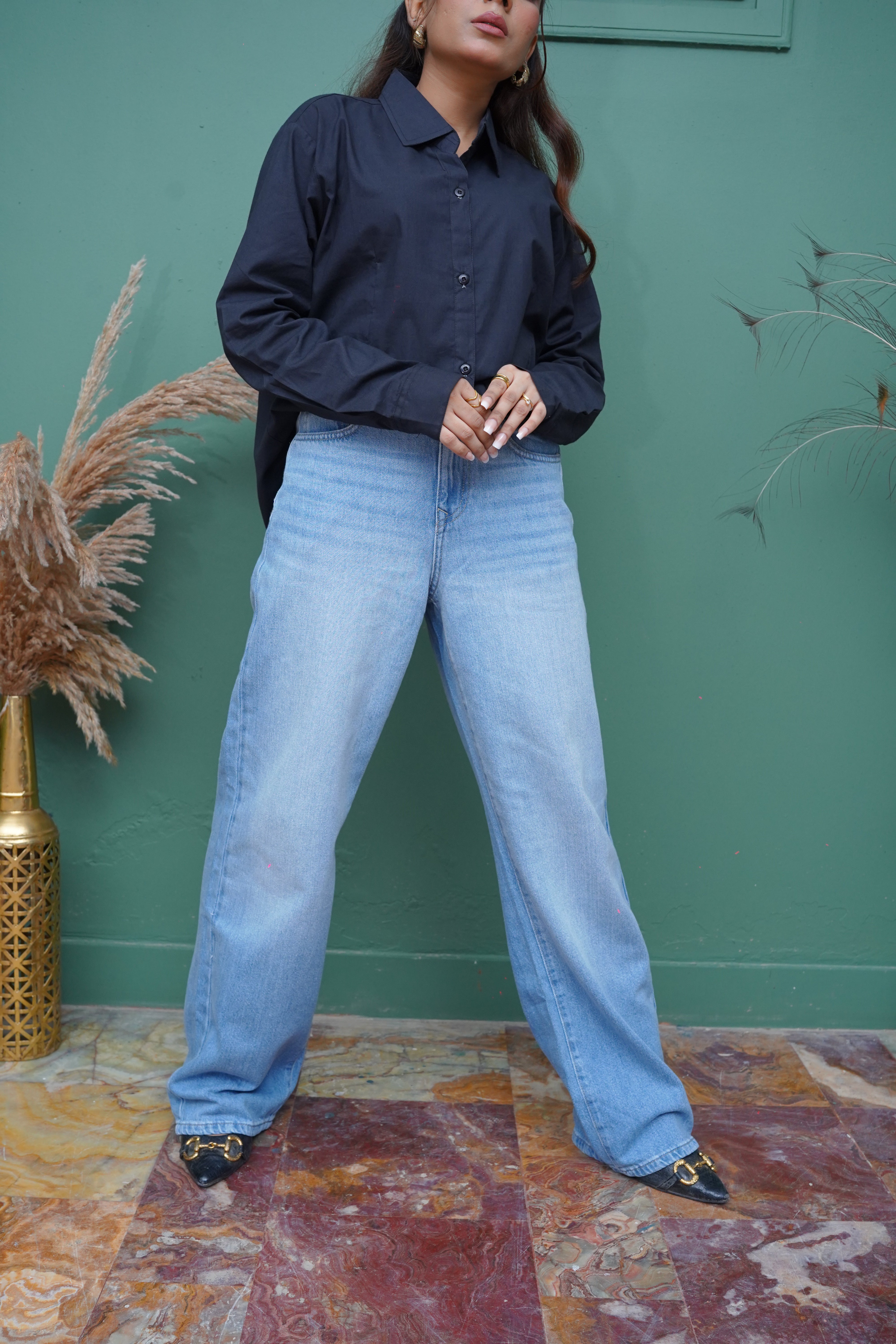 Light Blue Wide-Leg Jeans
