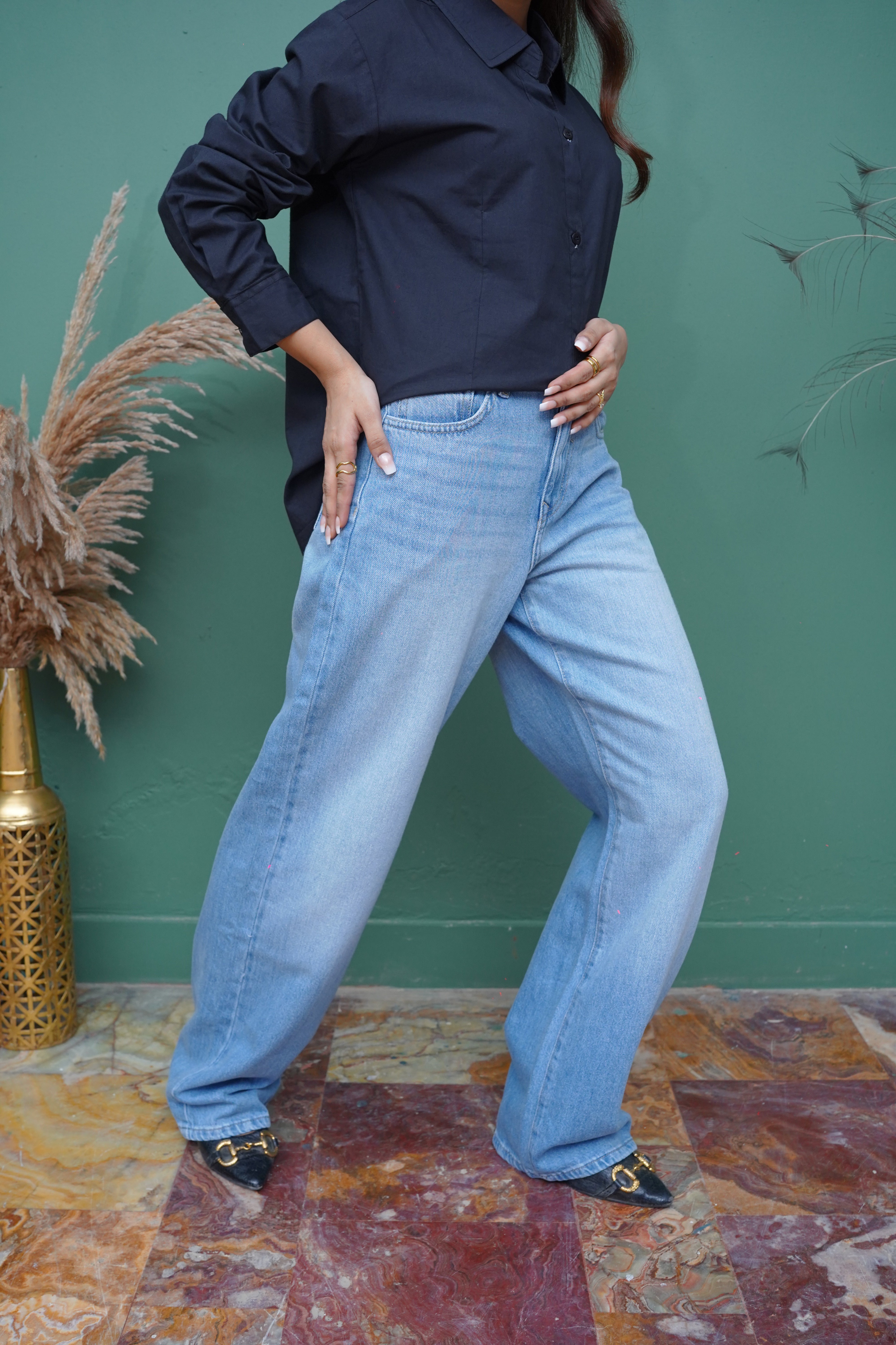 Light Blue Wide-Leg Jeans