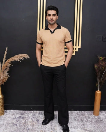 Beige Knitted Polo - Toronto Yarn