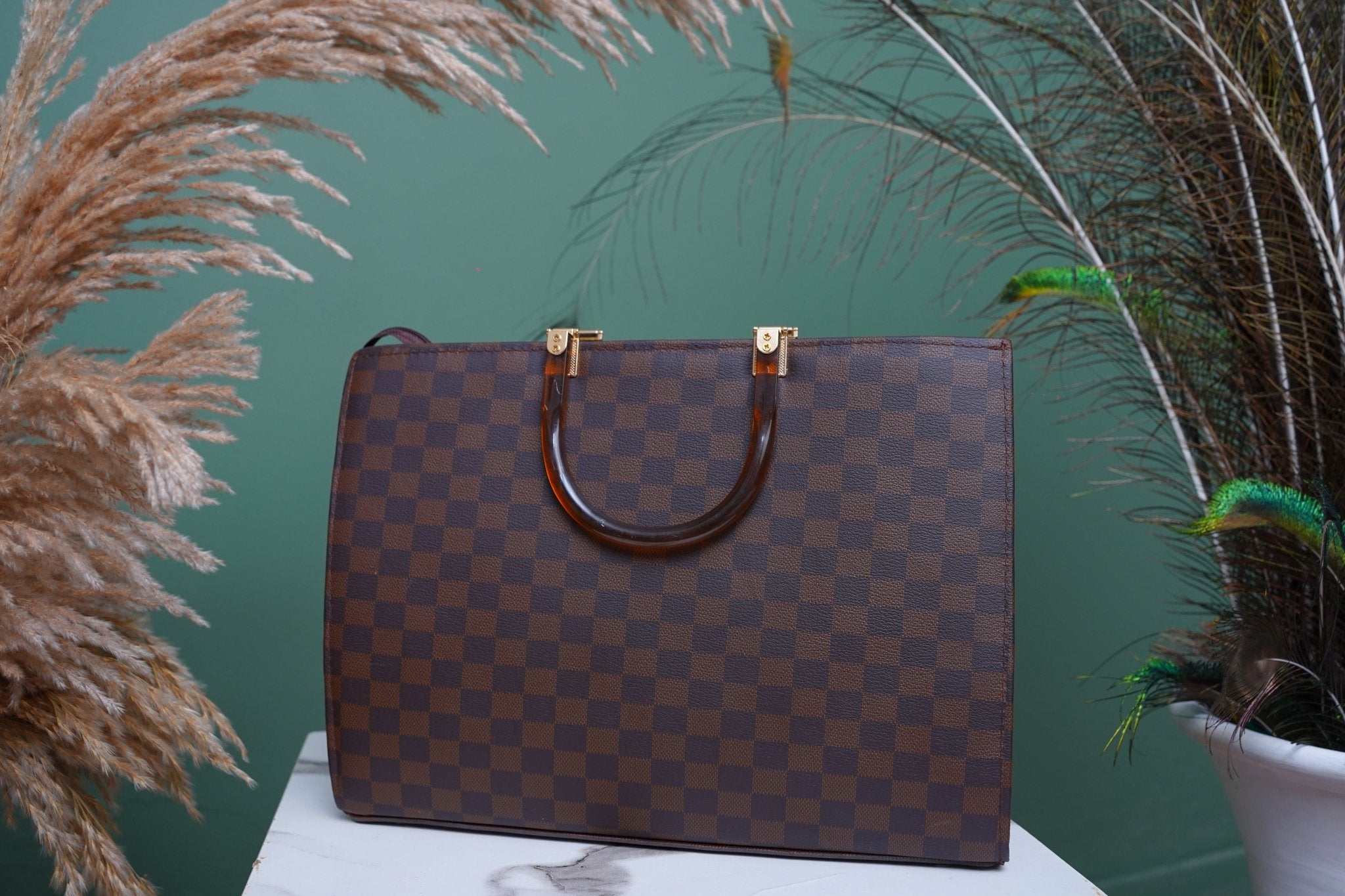 Black & Brown Checkered Pattern Tote Bag - Toronto Yarn