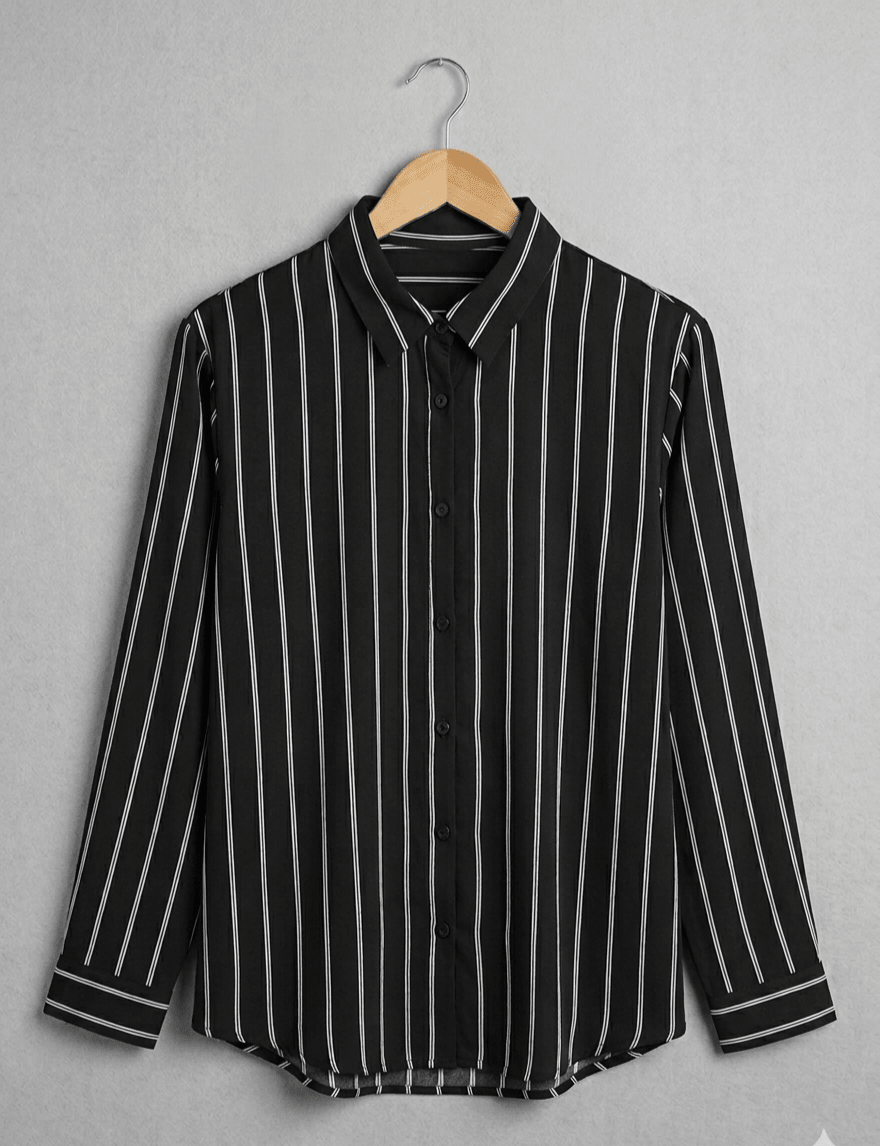 Black Stripped Printed Shirt - Toronto Yarn