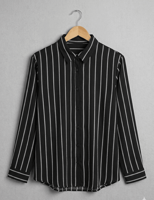 Black Stripped Printed Shirt - Toronto Yarn