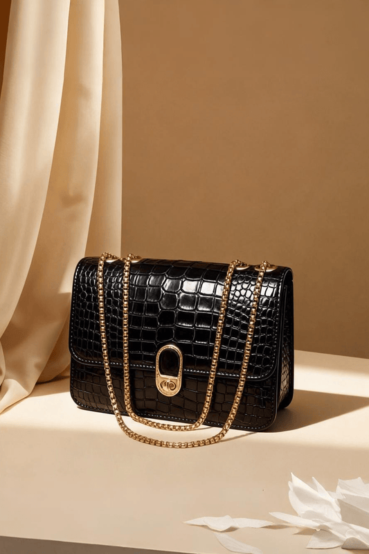 Black Textured Handbag - Toronto Yarn