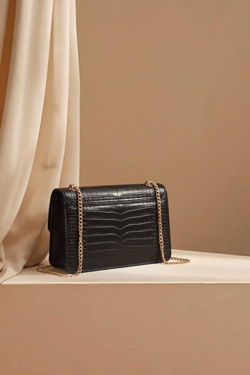 Black Textured Handbag - Toronto Yarn