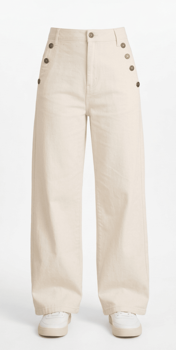 Creamy White Wide Leg Jeans - Toronto Yarn