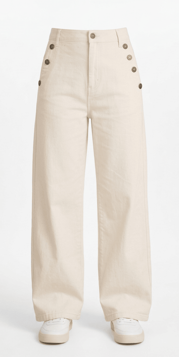 Creamy White Wide Leg Jeans - Toronto Yarn