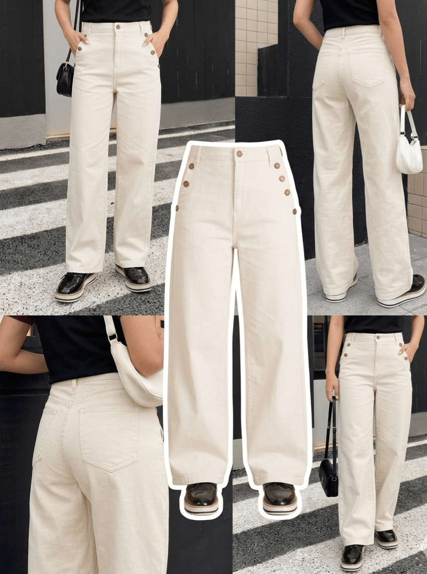 Creamy White Wide Leg Jeans - Toronto Yarn