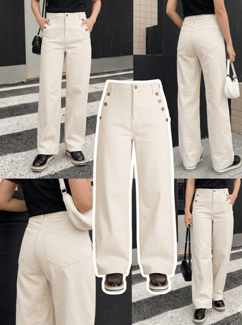 Creamy White Wide Leg Jeans - Toronto Yarn