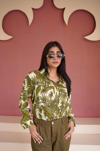 Green floral Printed Shirt - Toronto Yarn
