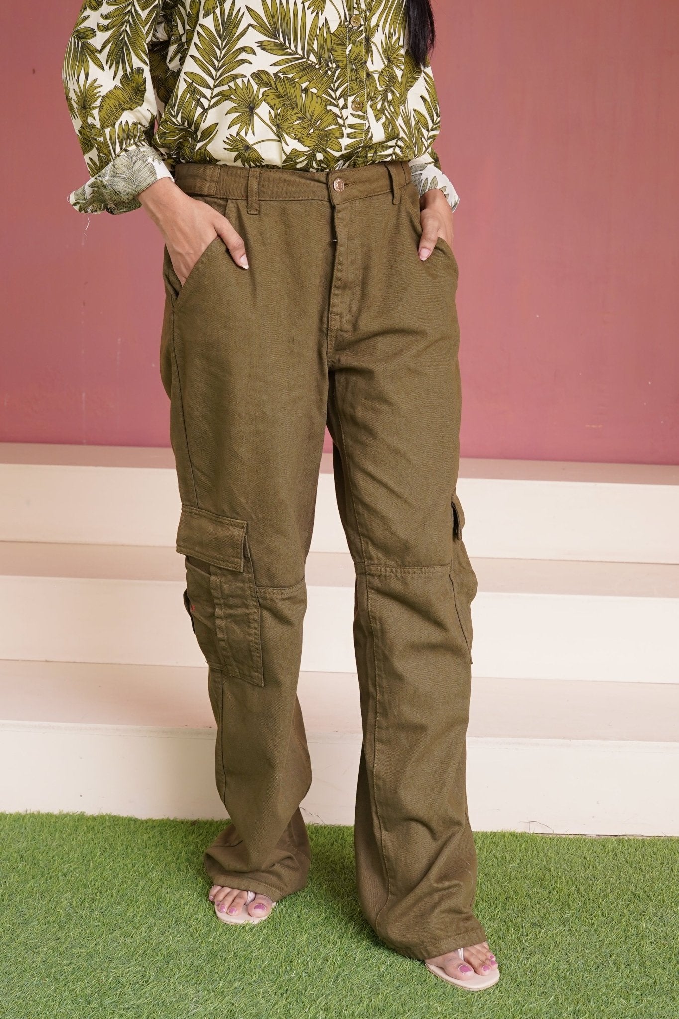 Olive Green Cargo Jeans - Toronto Yarn