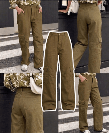 Olive Green Cargo Jeans - Toronto Yarn