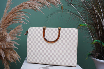 Soft Cream Checkerd Tote Bag - Toronto Yarn