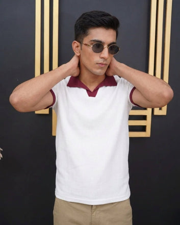 White Knitted Polo - Toronto Yarn