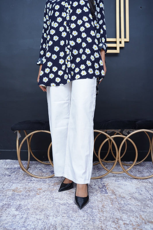 White Wide Leg Jeans - Toronto Yarn