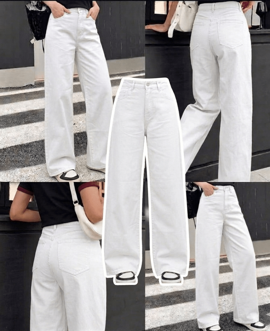 White Wide Leg Jeans - Toronto Yarn